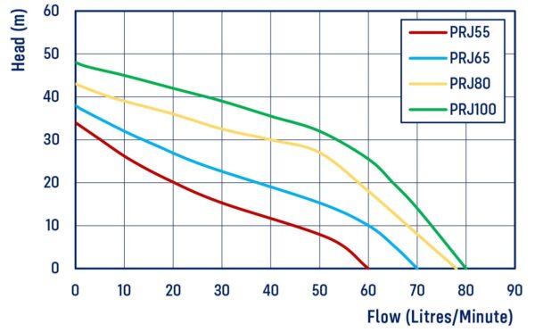 Reefe PRJ series of pressure pumps flow chart